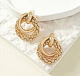 Сережки кільця трендова модель, колір золото, фото 3