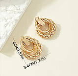Сережки кільця трендова модель, колір золото, фото 4