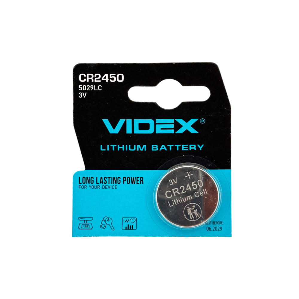 Батарейка CR2450 Videx Lithium (3v) 1шт, фото 1