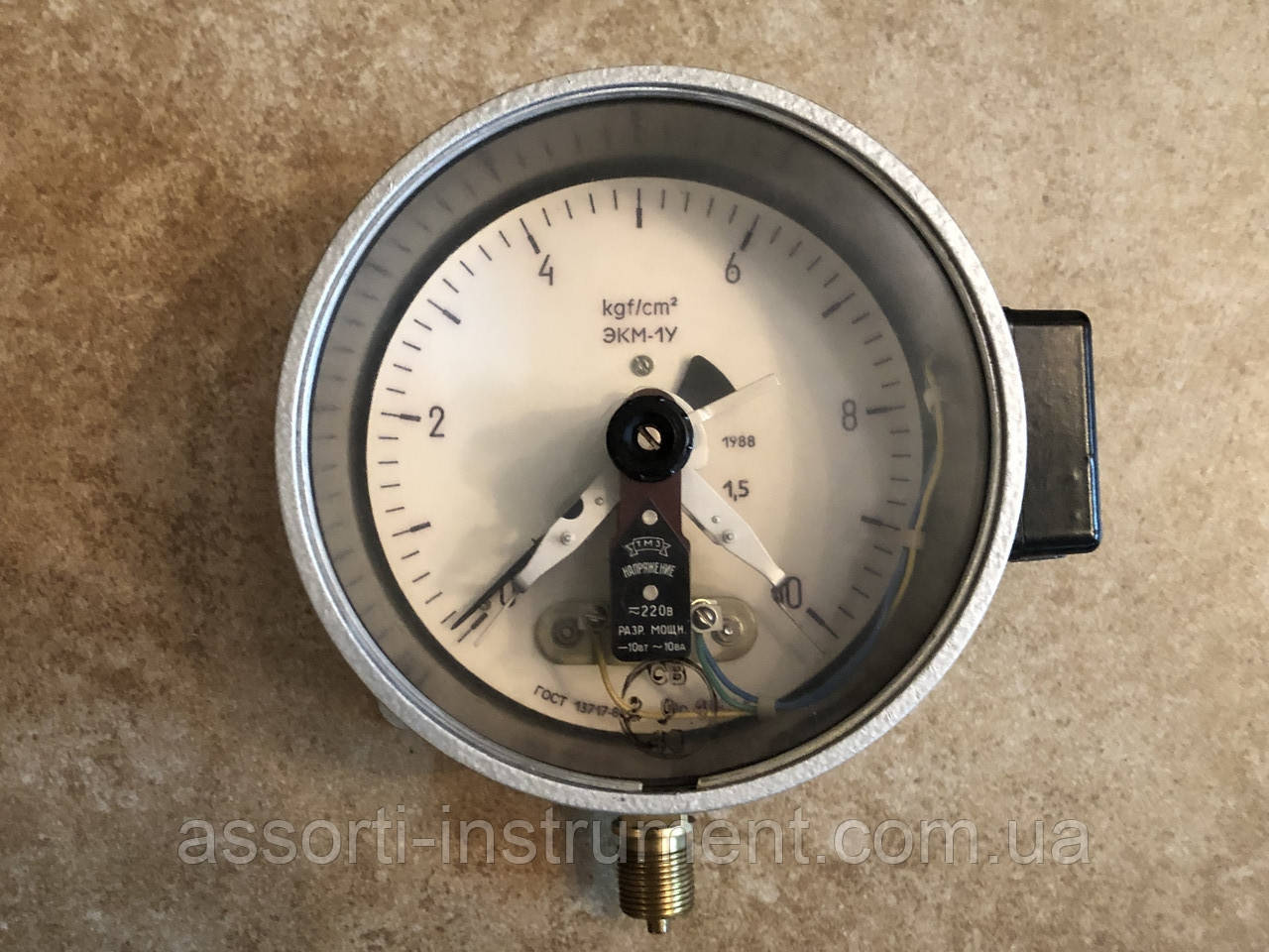 ЕКМ-1У Електроконтактний сигналізувальний манометр 10 кгс/см2 (Атм) Ф160 мм М20*1,5 (ссор-НОВІ!!!, фото 1