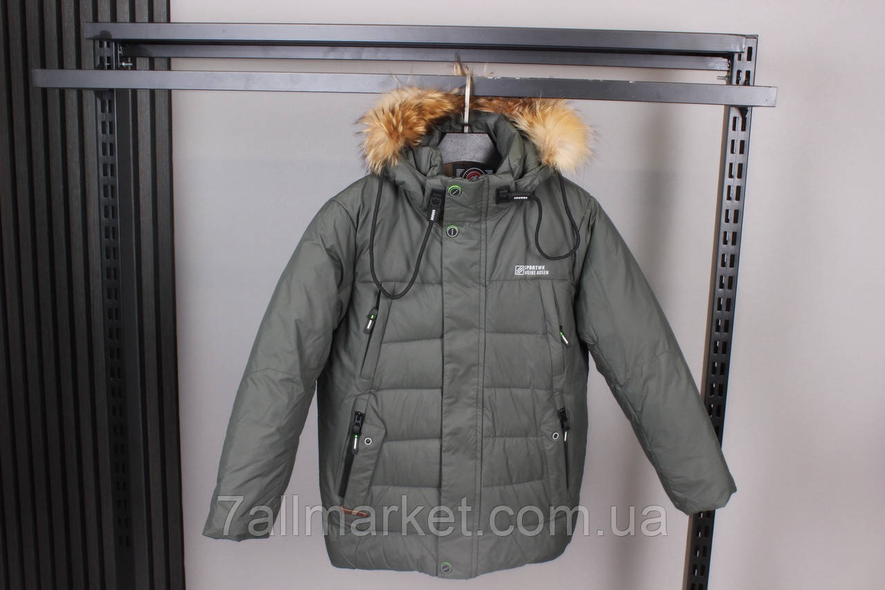 Куртка підліткова зимова з капюшоном на хлопчика 140-164 см "AMD" недорого від прямого постачальника