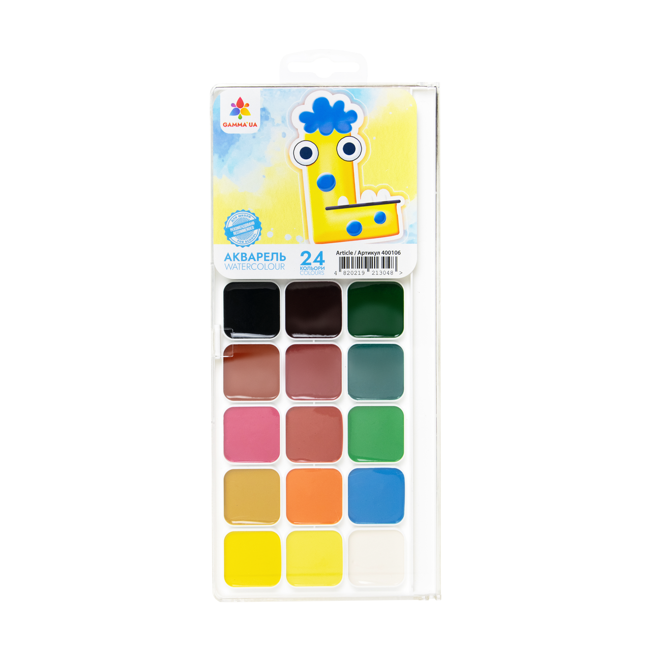 Акварель ГАММА’UA Творчість на 24 кольори, без пензля, в пластику (400106), фото 1