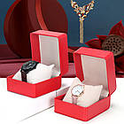 Подарункова коробка для браслетів і годинників червона. Стильний футляр із подушечкою й упаковкою, фото 6