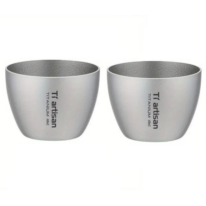 Набір чарок з титану, стопки титанові Tiartisan 40 мл х 2 шт, фото 1
