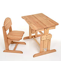 Комплект Бук парта та стілець регульовані Гравіювання