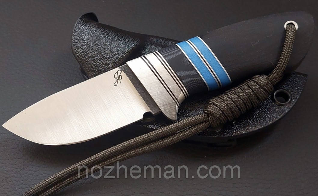 Нескладний ніж ручної роботи Грут №3 з нержавіючої сталі N690/60-61 HRC, з чохлом із кайдексу, фото 1