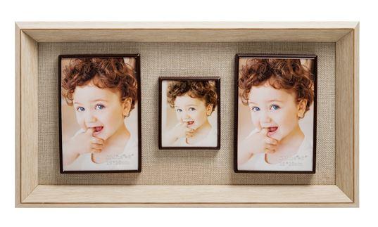 Декоративне настінне панно для колажу з 3 фоторамками на магнітах 44*24,5*4см, фото 1