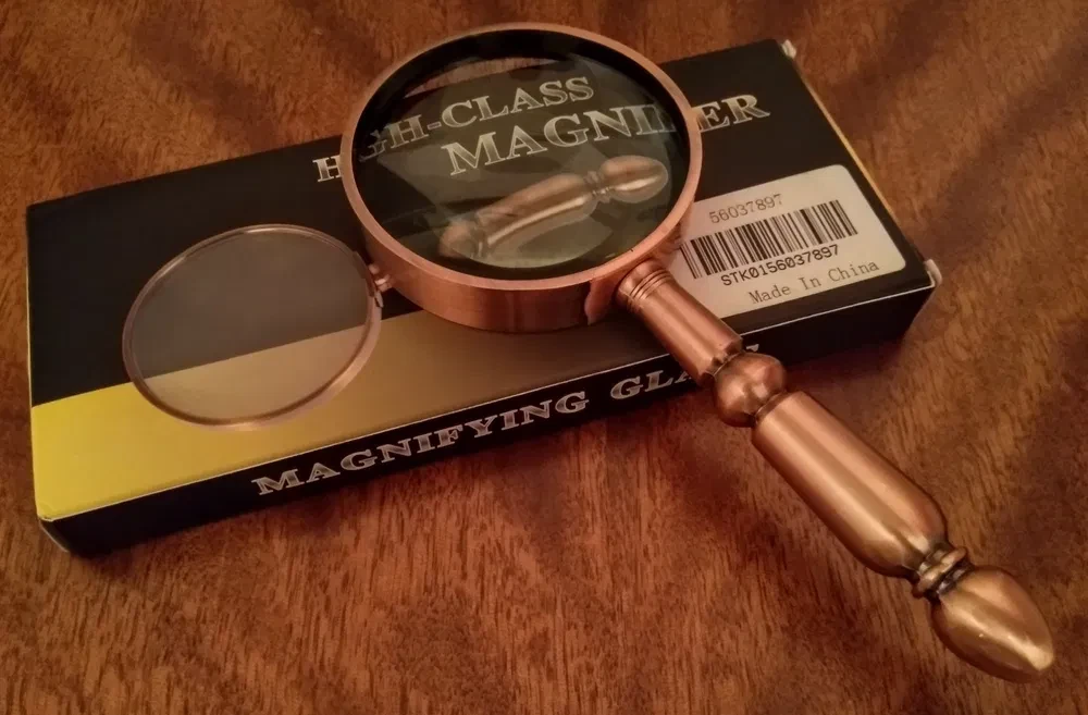 Металева портативна лупа 20 крат — ретро стиль для читання, ювелірів, колекціонерів, фото 1
