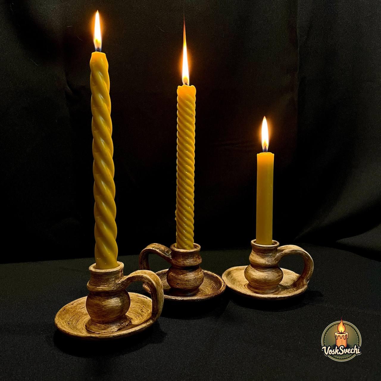 Авторський глиняний підсвічник ручної роботи, фото 1