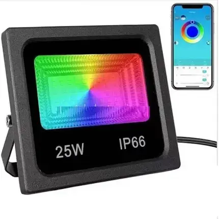 Інтелектуальний LED прожектор SMART 25W RGB Bluetooth з APP, 16 млн кольорів, 20 режимів, IP66, керування музикою, фото 1