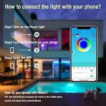 Інтелектуальний LED прожектор SMART 25W RGB Bluetooth з APP, 16 млн кольорів, 20 режимів, IP66, керування музикою, фото 2