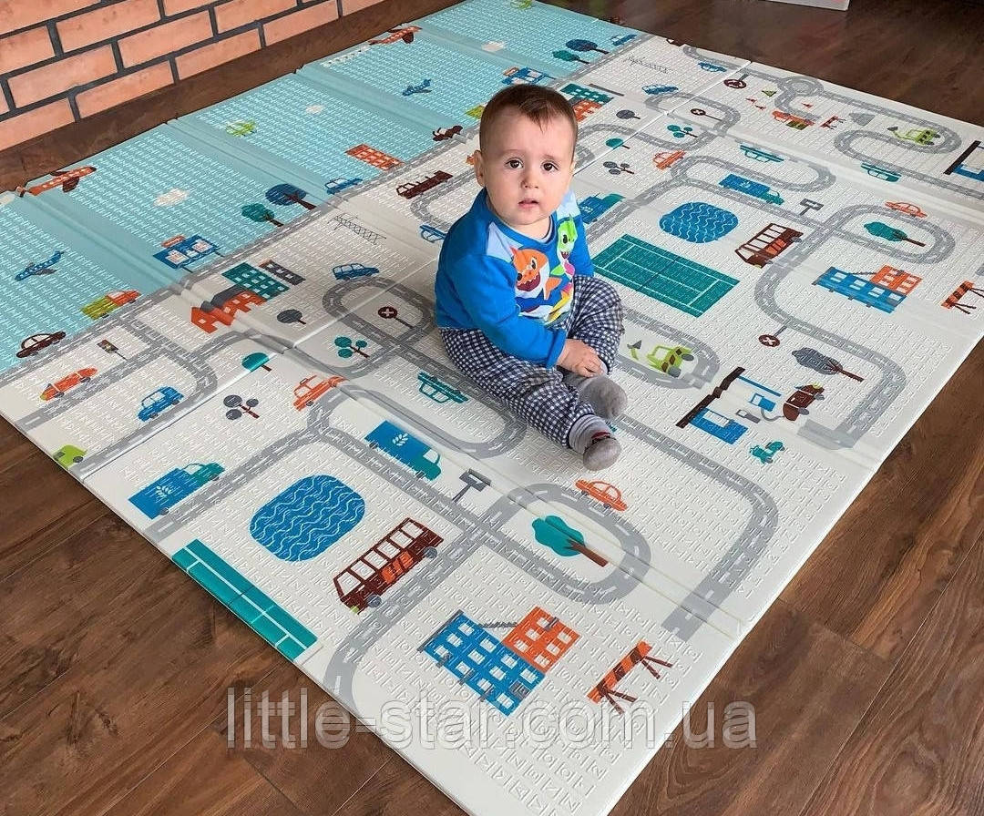 Дитячий термокилимок 1200*1800 мм, каремат для повзання двосторонній, складаний