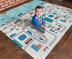 Дитячий розвиваючий термокилимок бебіпол 150*200 см, двосторонній, преміум якість, чохол-сумка