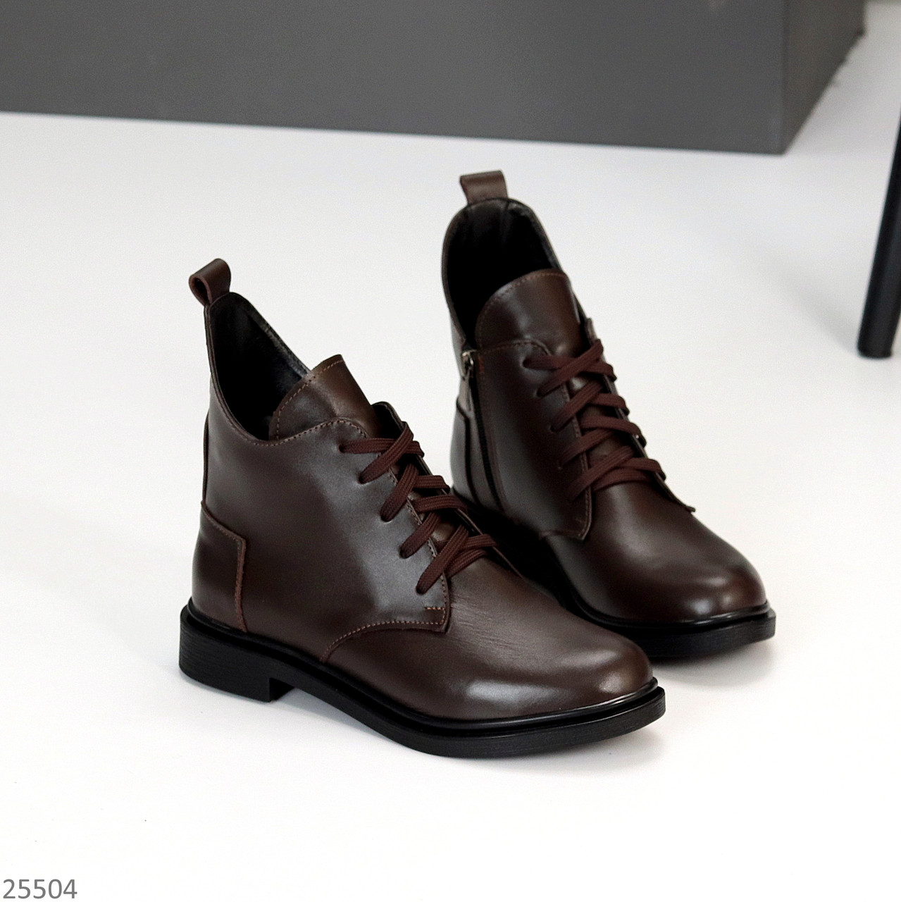 Дизайнерські асиметричні черевики натуральна шкіра колір Шоколад 38, фото 1