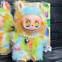 Мягкая игрушка Брелок ЛаБуБу радужный 5 сезон с бусами Labubu 15 см ЗТК