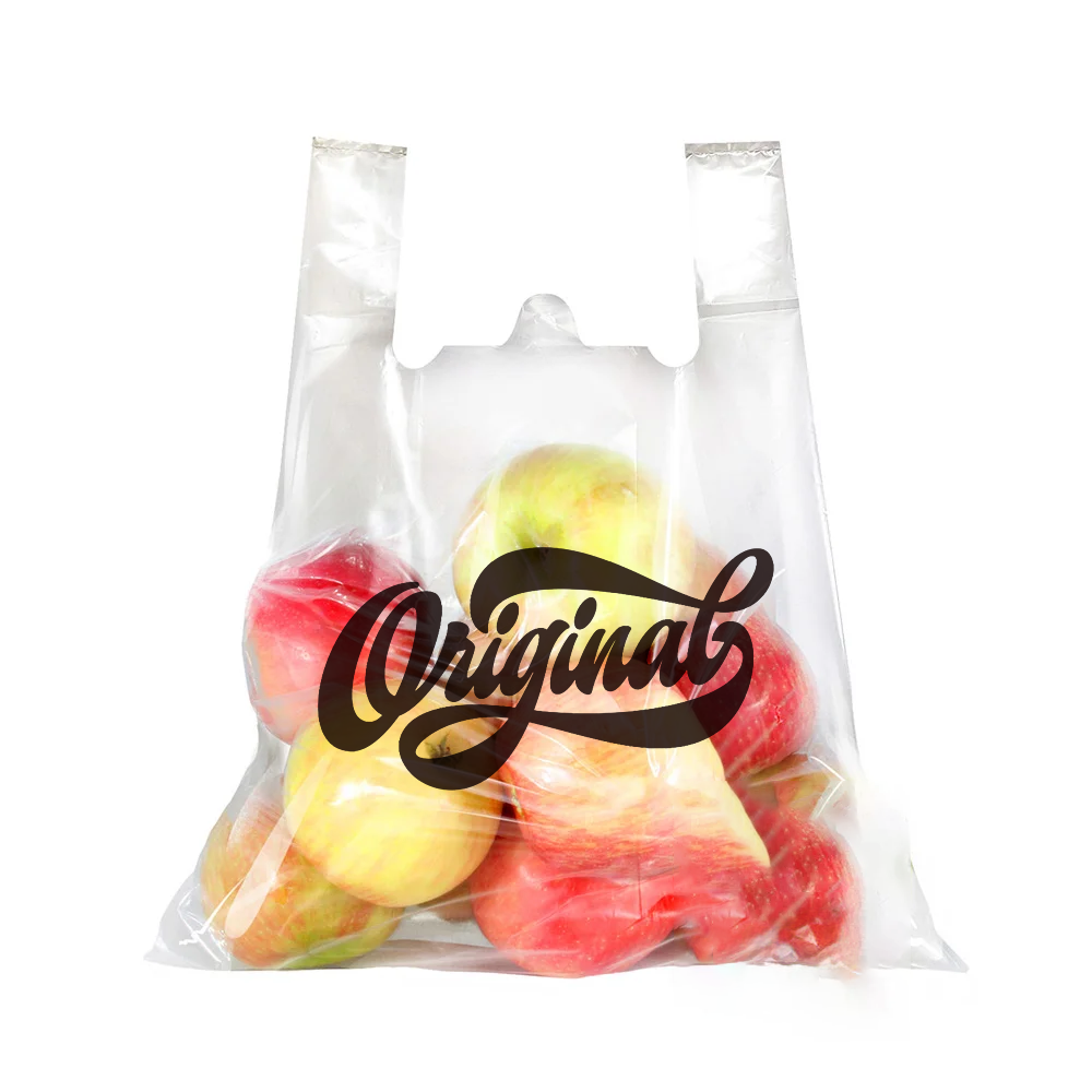 Пакет майка прозорий Пакети з логотипом майка оптом під замовлення 30х50 см, фото 1