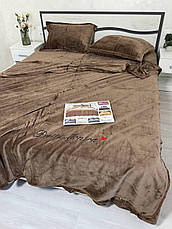 Велюрова постільна білизна Моніка з простинею на резинці Євро Коричневий, фото 4