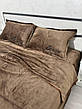 Велюрова постільна білизна Моніка з простинею на резинці Євро Коричневий, фото 7
