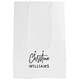 Пакет ламінований з лого та білим шнурком 20×30×10 см Якісний крейдований папір 200 г/м² білого кольору, фото 4