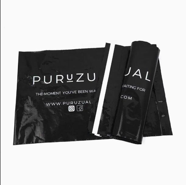 Поліетиленовий чорний кур'єрський пакет без кишені A3 30х40 см з логотипом, фото 1