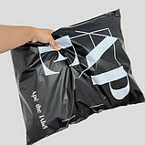 Поліетиленовий чорний кур'єрський пакет без кишені A3 30х40 см з логотипом, фото 3