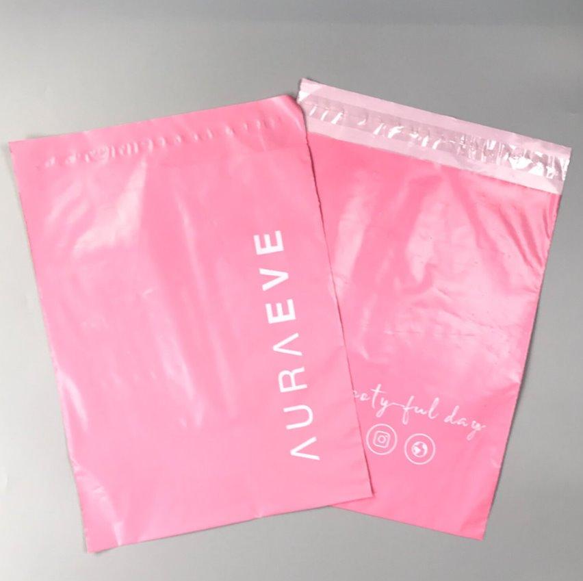 Зручний та надійний одношаровий рожевий пакет формату A3 30х40 см Кур'єрський пакет з логотипом, фото 1