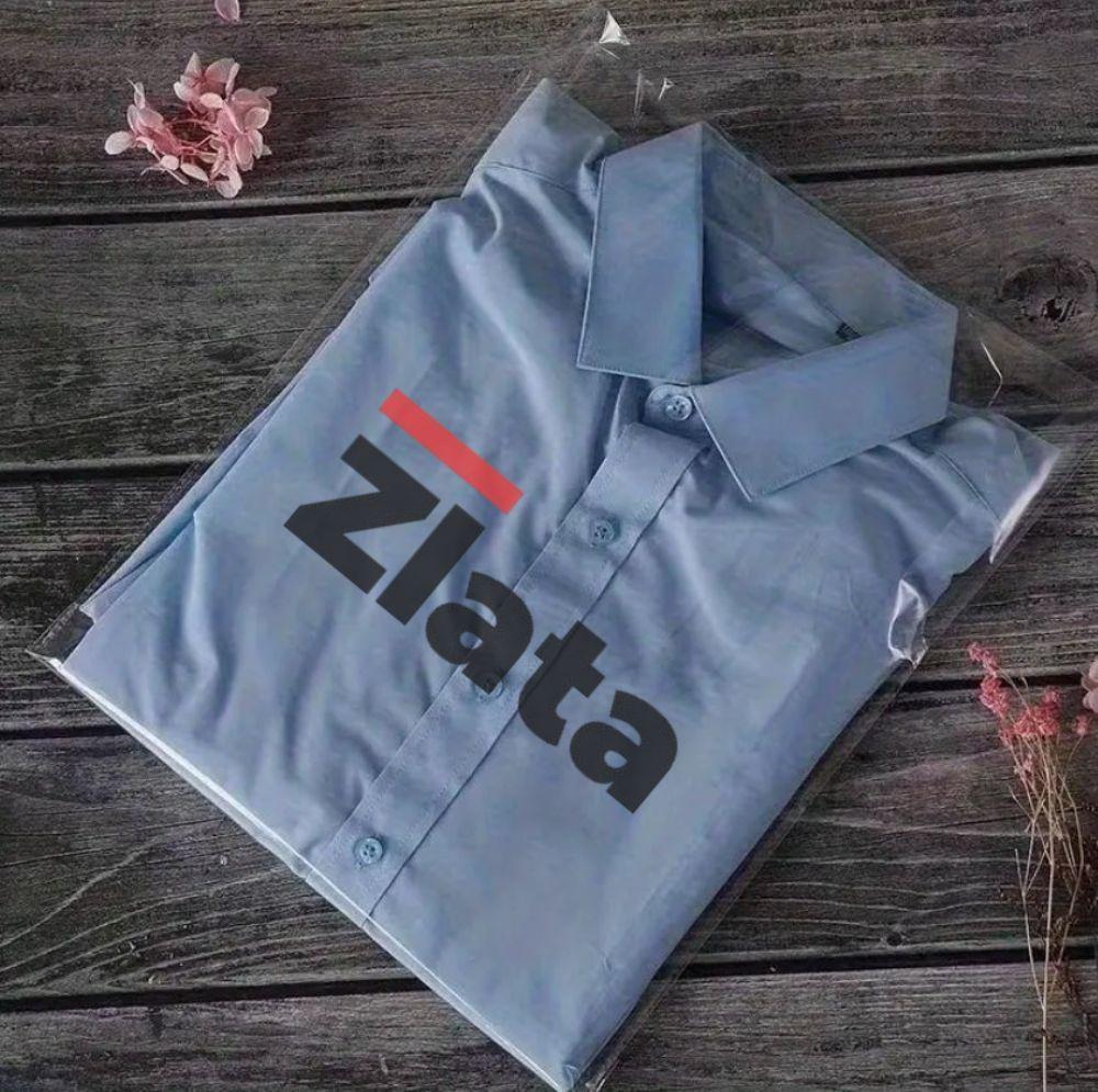 Подарунковий прозорий пакет 30х40 см з фірмовим логотипом і липкою стрічкою для пакування товарів, фото 1