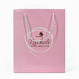 Паперовий брендований пакет рожевий 15х20х8 см Щільний крейдований папір Матова ламінація, фото 2