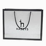 Брендований пакет з логотипом білий 35×25×9 см З чорним кантом і атласною ручкою Щільний папір 200 г/м, фото 4