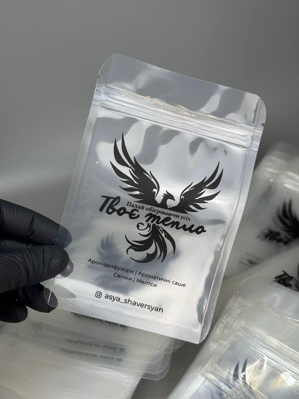 Зіп пакет з логотипом 10х15 см оптом Глянцевий прозорий Zip-lock під замовлення, фото 1