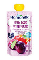 Пюре фруктовое Hamanek Яблоко,слива с витамином С от 4 месяцев, пауч 120г. (Хаме)