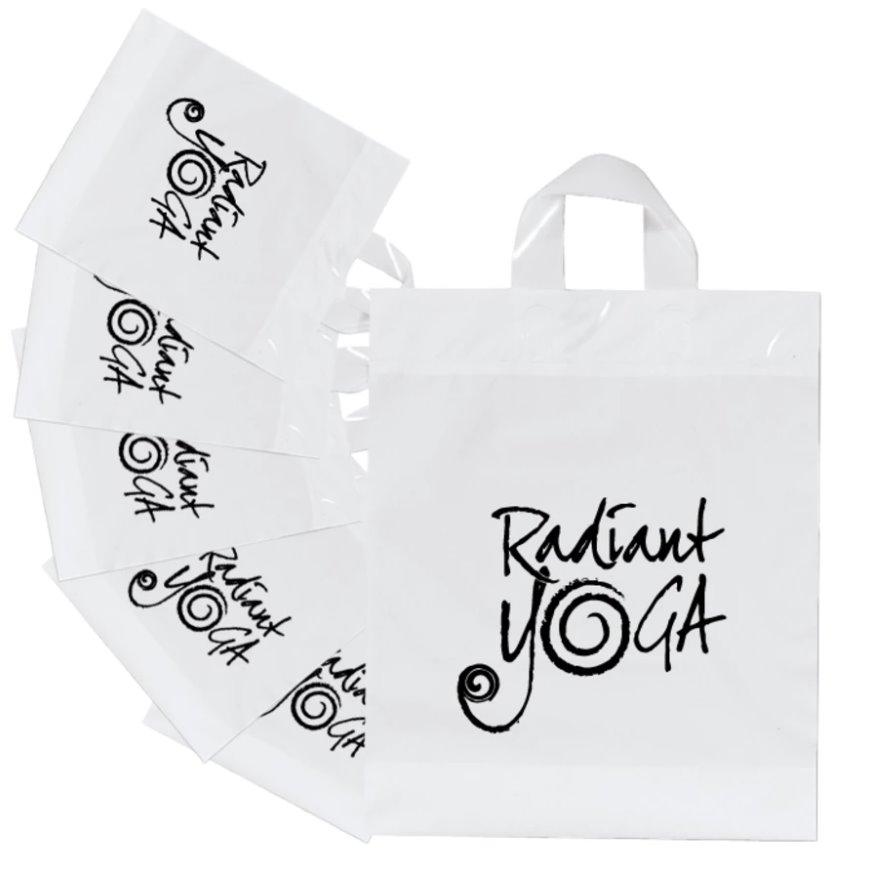 Білий поліетиленовий пакет 40х43 см з петлевою ручкою та логотипом Пакет петля щільністю 90 мкм до 10 кг, фото 1