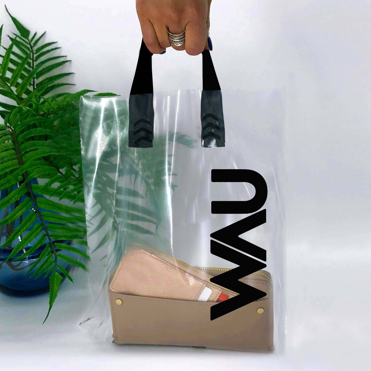 Пакет петля прозорий з чорними ручками Розмір 30х35 см (60 мкм) Під друк вашого логотипу, фото 1