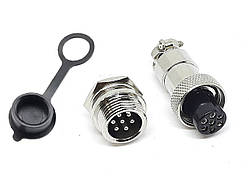 Роз'єм GX12 mini XLR M12, RS765 7 контактів (7 pin) пара (Гніздо з вологозахисною заглушкою + штекер)