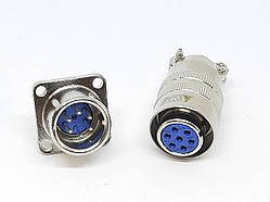 Роз'єм XS12-6pin комплект (Гніздо з фланцем+ штекер)