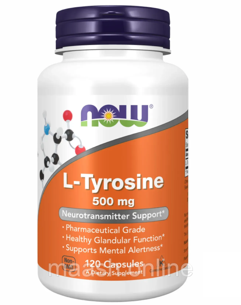 Л Тирозин L-TYROSINE 500mg NOW Foods 120 капсул, фото 1