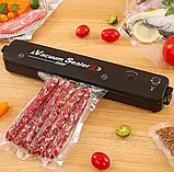 Вакуумний пакувальник для кухні Чорний Вакууматор побутовий vacuum sealer Продуктовий вакуумний пакувальник для дому, фото 5