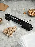 Вакуумний пакувальник для кухні Чорний Вакууматор побутовий vacuum sealer Продуктовий вакуумний пакувальник для дому, фото 7