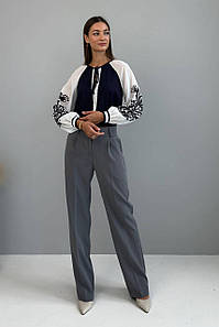 Блуза жіноча шифонова ошатна вишиванка синя 296-01