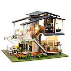 Румбокс 3д Вілла «Сад Моне» DIY DollHouse + пилозахисний купол з led-підсвічуванням 23x24x32 см, фото 5