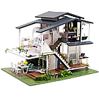 Румбокс 3д Вілла «Сад Моне» DIY DollHouse + пилозахисний купол з led-підсвічуванням 23x24x32 см, фото 6