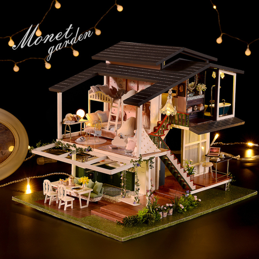 DIY румбокс Вілла Сад Моне з LED-підсвіткою та куполом