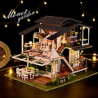 Румбокс 3д Вілла «Сад Моне» DIY DollHouse + пилозахисний купол з led-підсвічуванням 23x24x32 см, фото 4