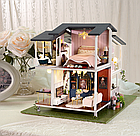 Румбокс 3д Вілла «Сад Моне» DIY DollHouse + пилозахисний купол з led-підсвічуванням 23x24x32 см, фото 7