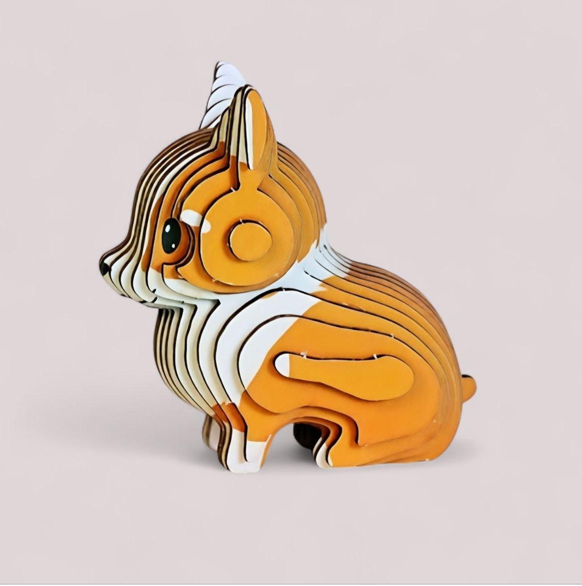 Конструктор 3Д картонний "Коргі" 6см, конструктор дитячий собачка, фото 1