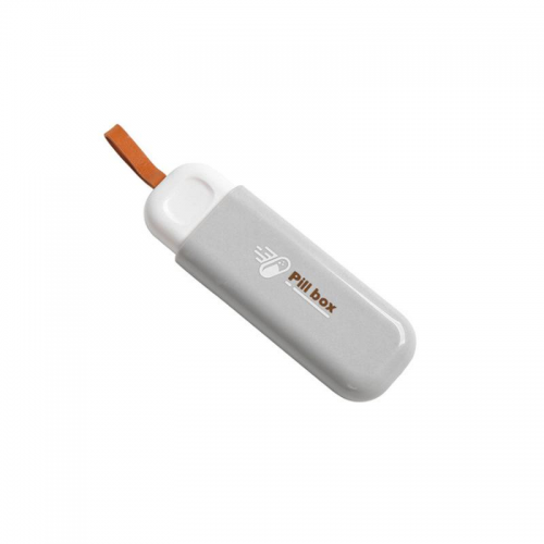 Таблетниця/органайзер/ контейнер 3.5 х 10.5 х 1.6 см для таблеток і ліків на 3 відділення сірий, фото 1