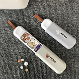 Таблетниця/органайзер/ контейнер 3.5 х 10.5 х 1.6 см для таблеток і ліків на 3 відділення білий, фото 8