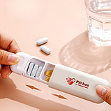 Таблетниця/органайзер/ контейнер 3.5 х 10.5 х 1.6 см для таблеток і ліків на 3 відділення білий, фото 7