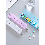 Таблетниця/органайзер/ контейнер 15 х 3 х 2 см для таблеток і ліків на 7 відділень жовтий, фото 2