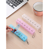 Таблетниця/органайзер/ контейнер 15 х 3 х 2 см для таблеток і ліків на 7 відділень жовтий, фото 3